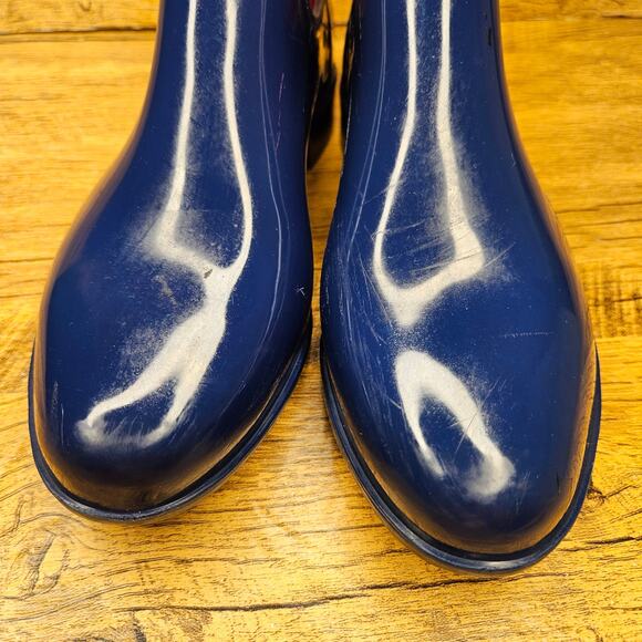 Lauren Ralph Lauren Navy Red Waterproof Rubber Water bootie Rainboot sz 6 - Picture 10 of 10